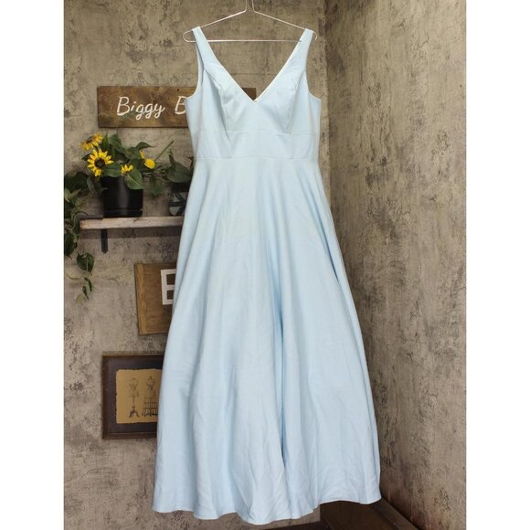 Ieena by Mac Duggal Dresses & Skirts - Ieena by Mac Duggal Womens Crepe A-Line Ball Gown Pockets Dress Powder Blue 12